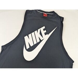 Nike Tank Top Black Womans LG‎ Large Spell Out Logo Gym Workout